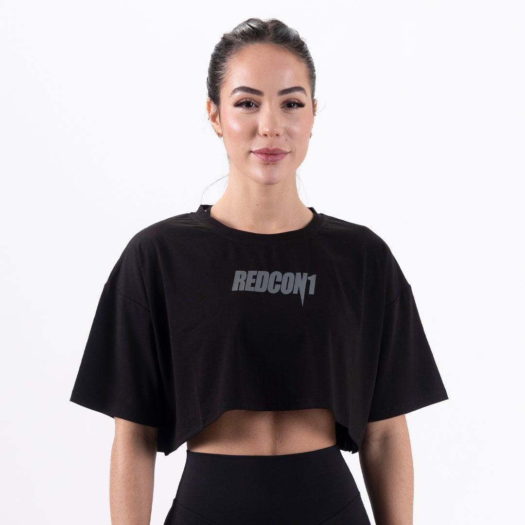 Black Essential Crop Tee
