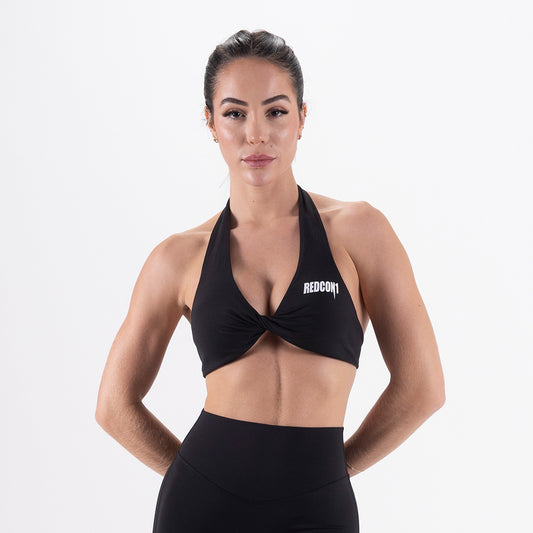 Black Essential Halter Sports Bra