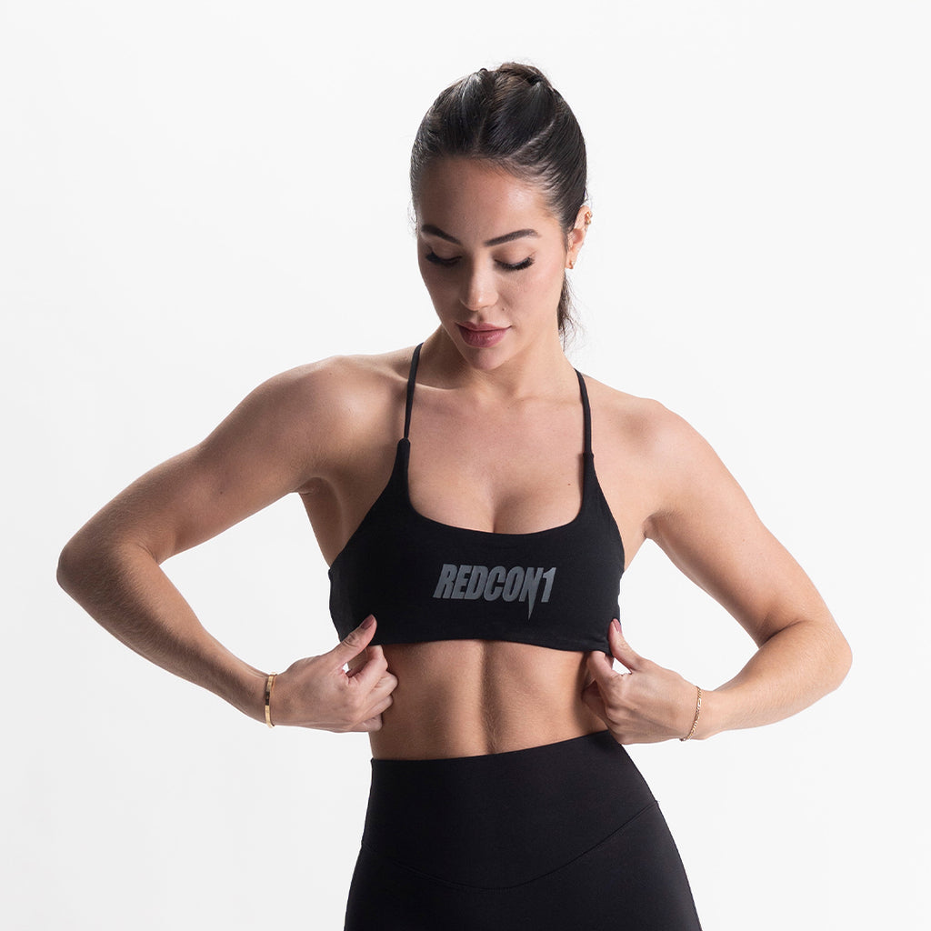 Black Essential Cross Back Sports Bra