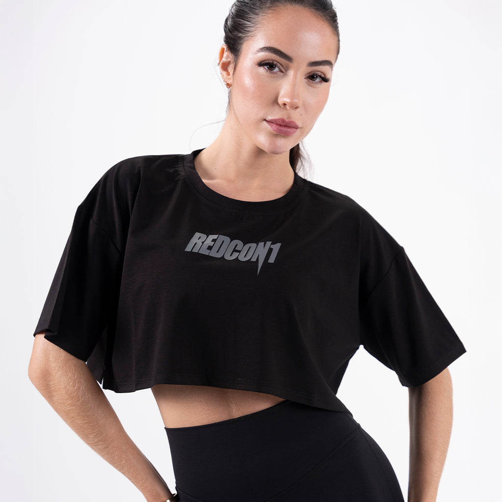 Black Essential Crop Tee