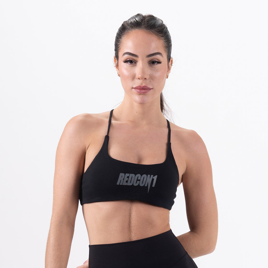 Black Essential Cross Back Sports Bra