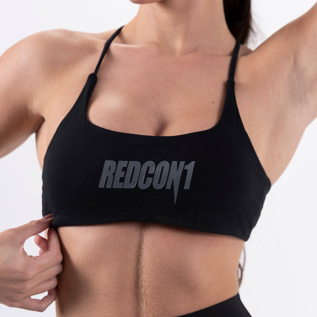 Black Essential Cross Back Sports Bra