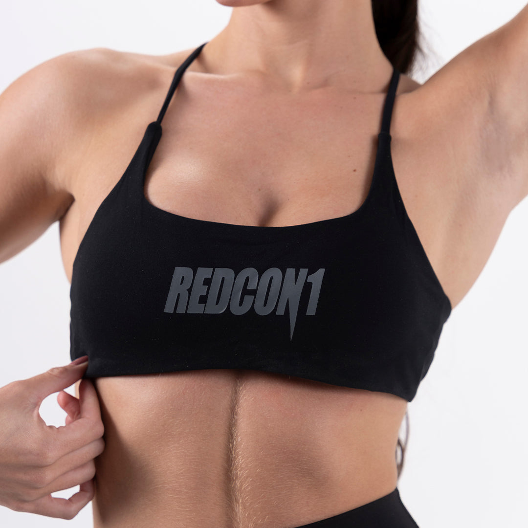 Black Essential Cross Back Sports Bra