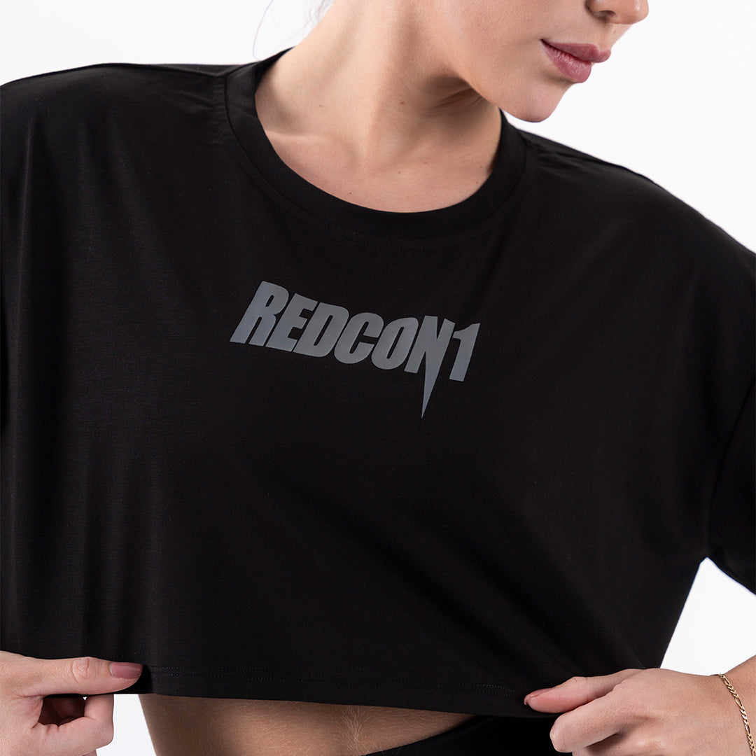 Black Essential Crop Tee