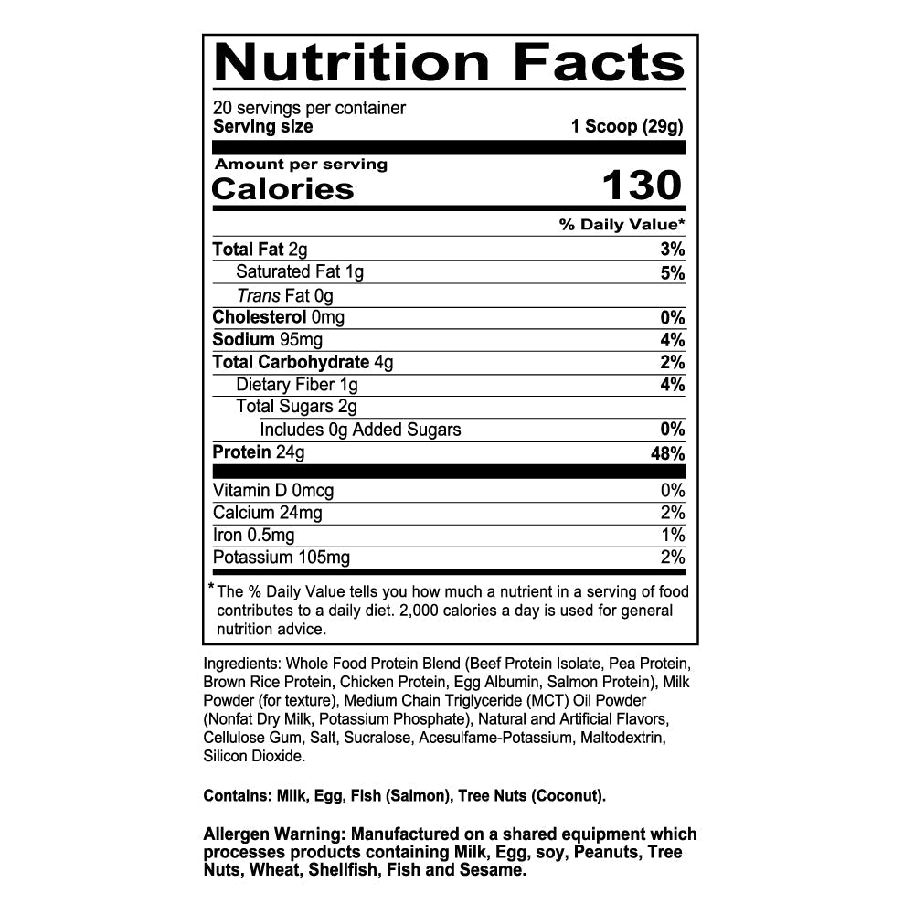 MRE Lite Junior - Pumpkin Cheesecake Supp Fact