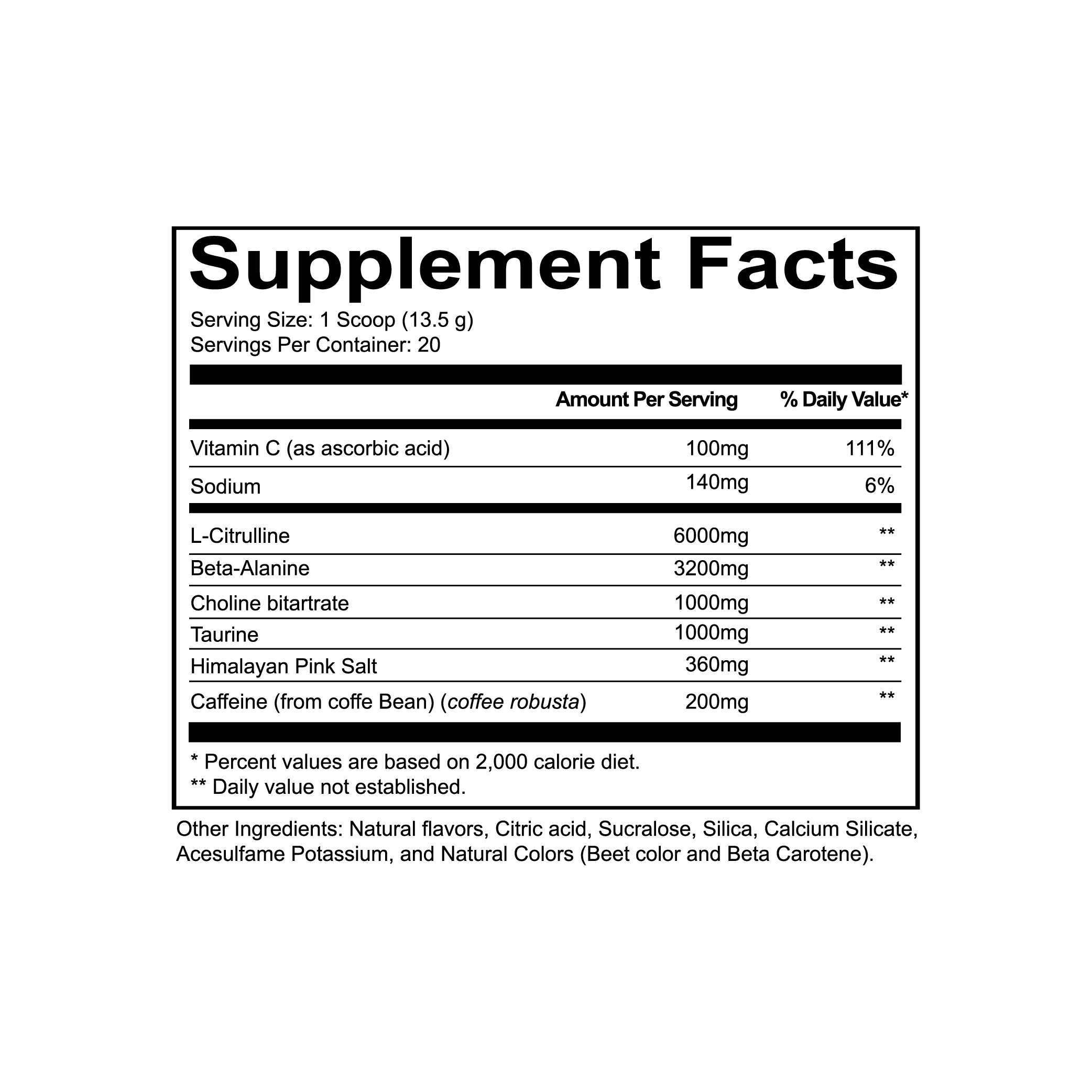 COACH PRIME TIME PRE Supp Fact