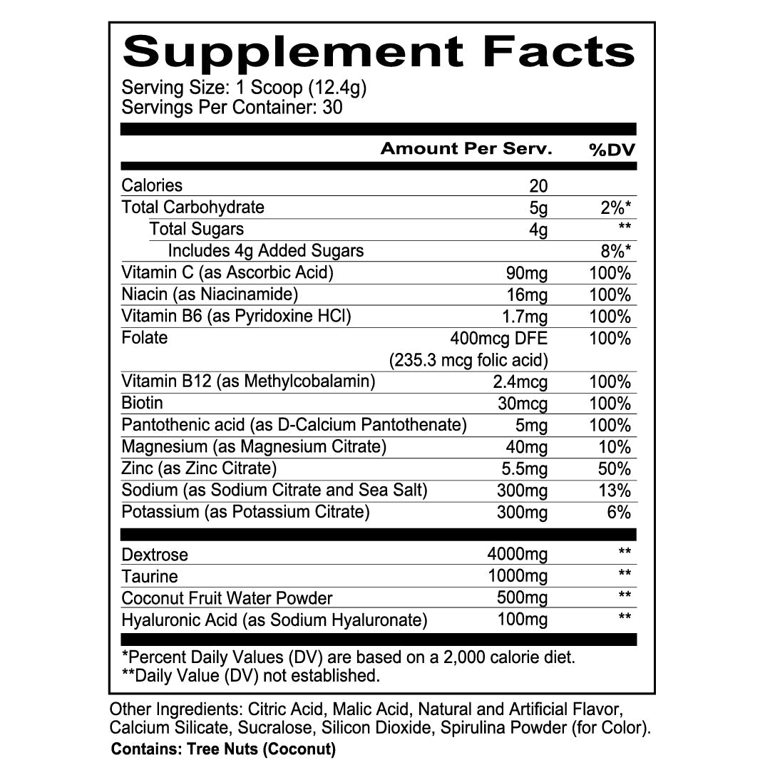 CANTEEN - Blue Freeze Supplement Fact