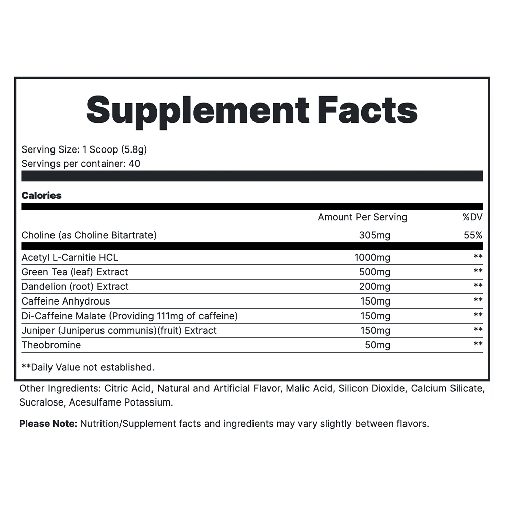 Double Tap -  Blue Raspberry Supplement Fact