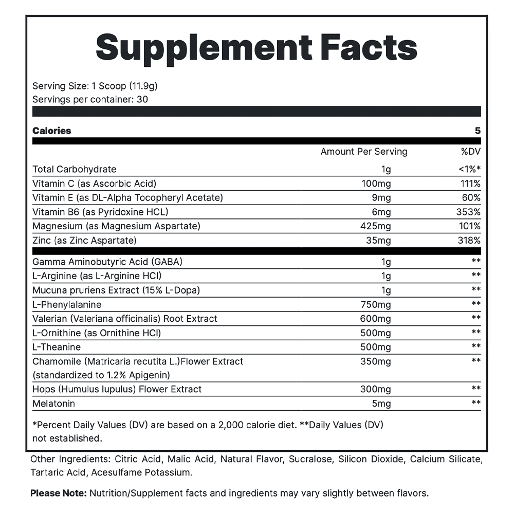 Fade Out - Black Currant Supp Facts