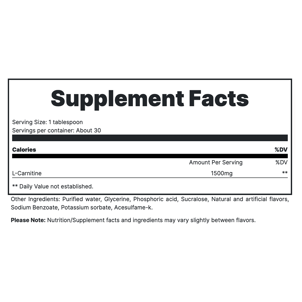 L Carnitine - Orange Crush Supp Fact