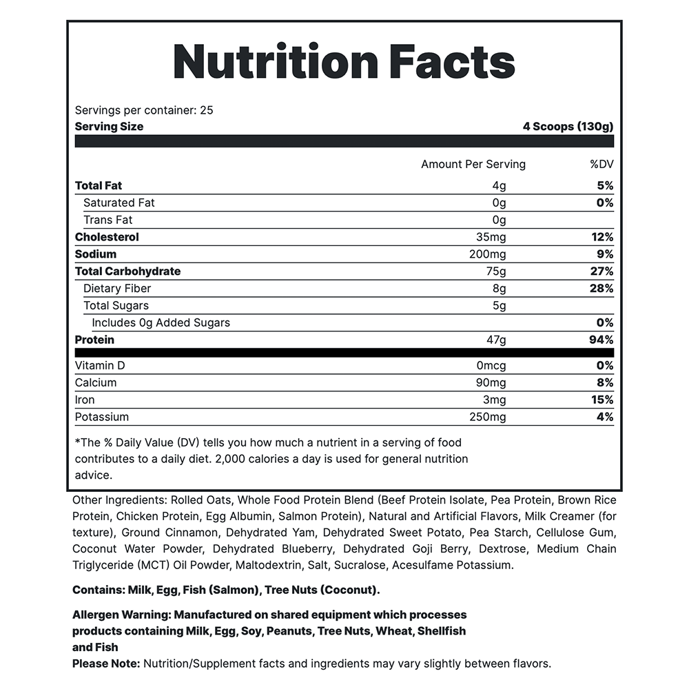 MRE - Dutch Apple Pie Supp Facts