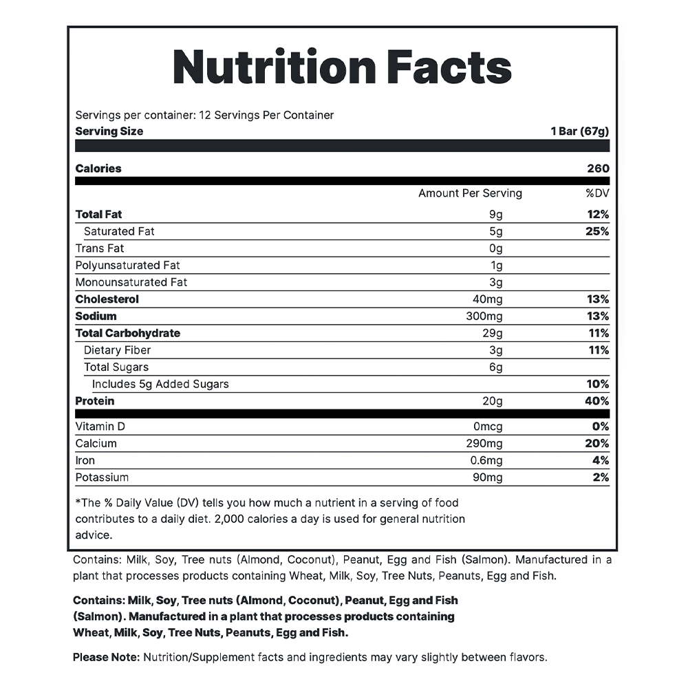 MRE Bar -Cookie Dough Supp Fact