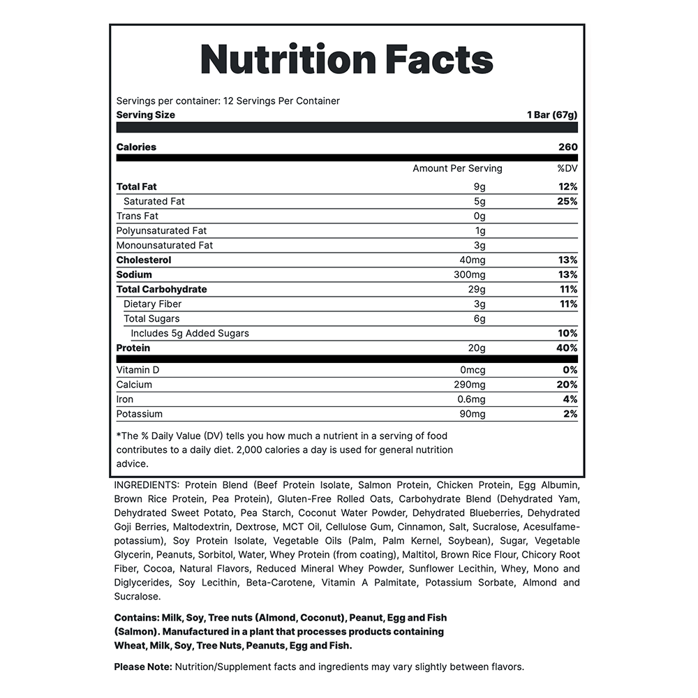 MRE Bar - Crunchy Peanut Butter Supp Fact