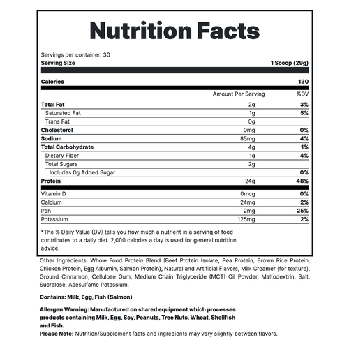 MRE Lite - Fudge Brownie Supplement Fact