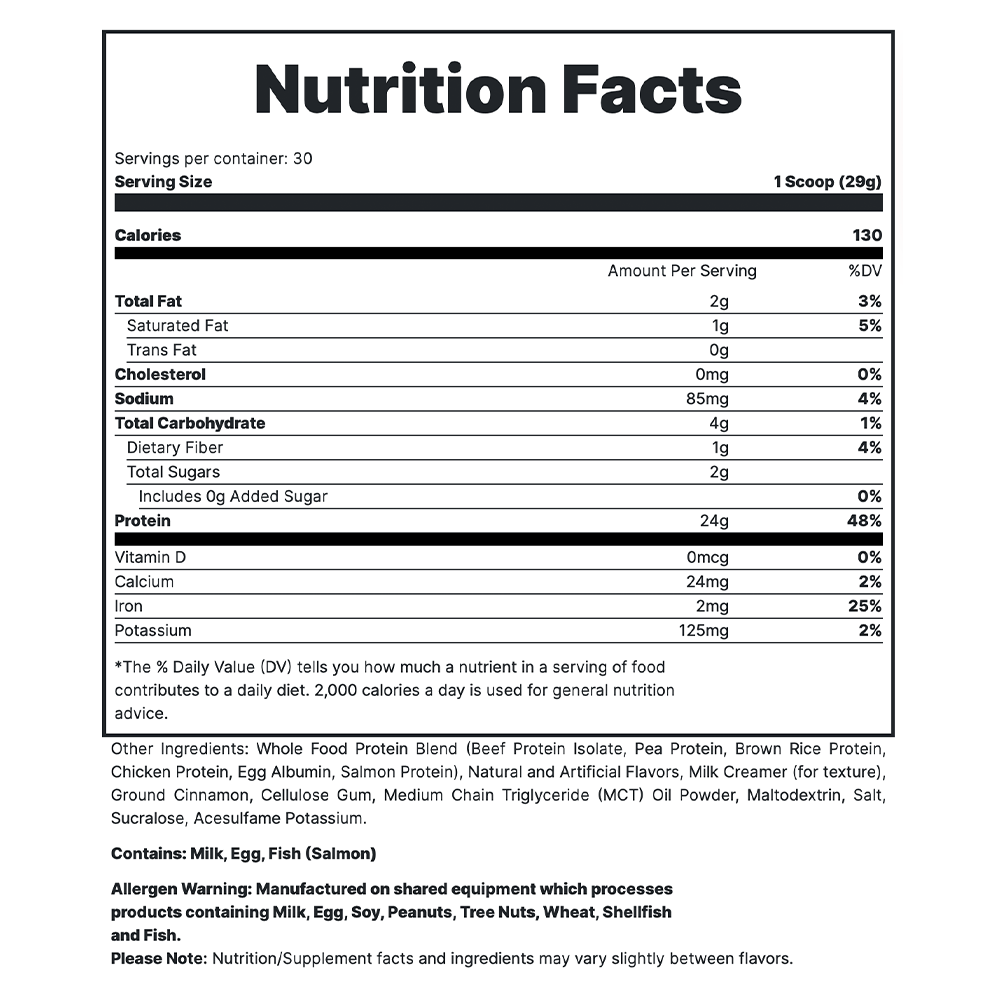 MRE Lite -Snickerdoodle Supplement Fact