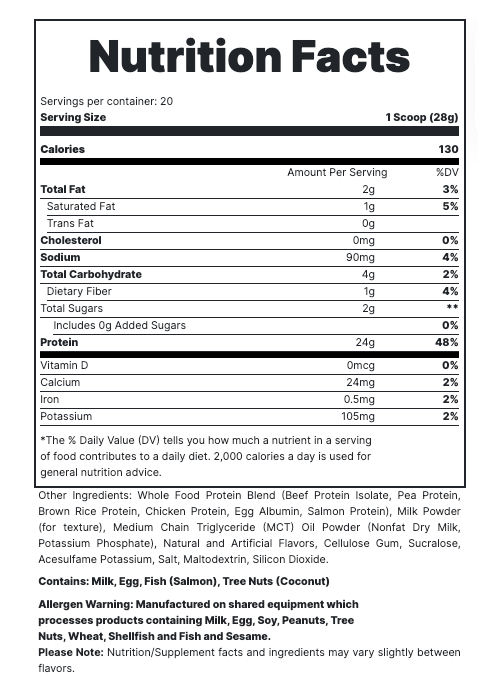 MRE LITE Juniors - Raspberry Swirl Cheesecake Supp Fact