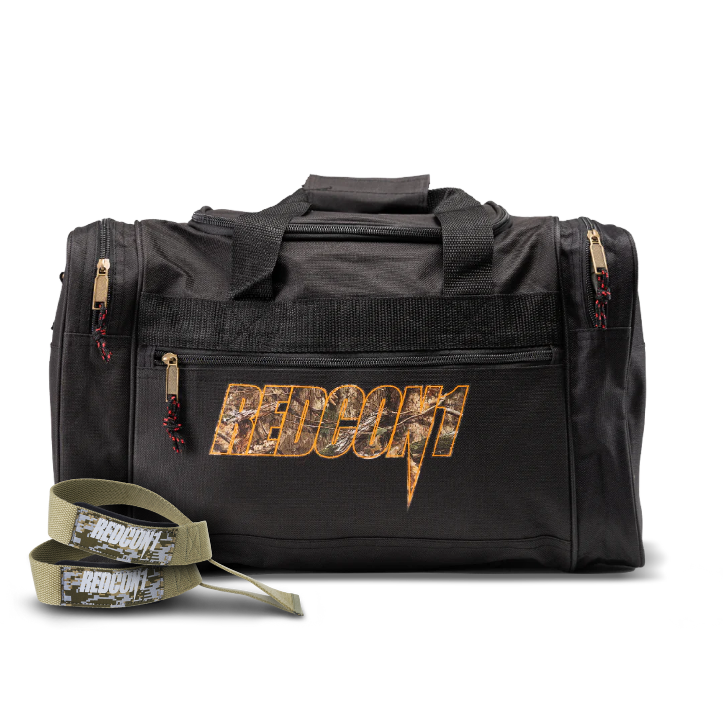 Mossy Oak Elite Black Duffle Bag and Lifting Straps Bundle