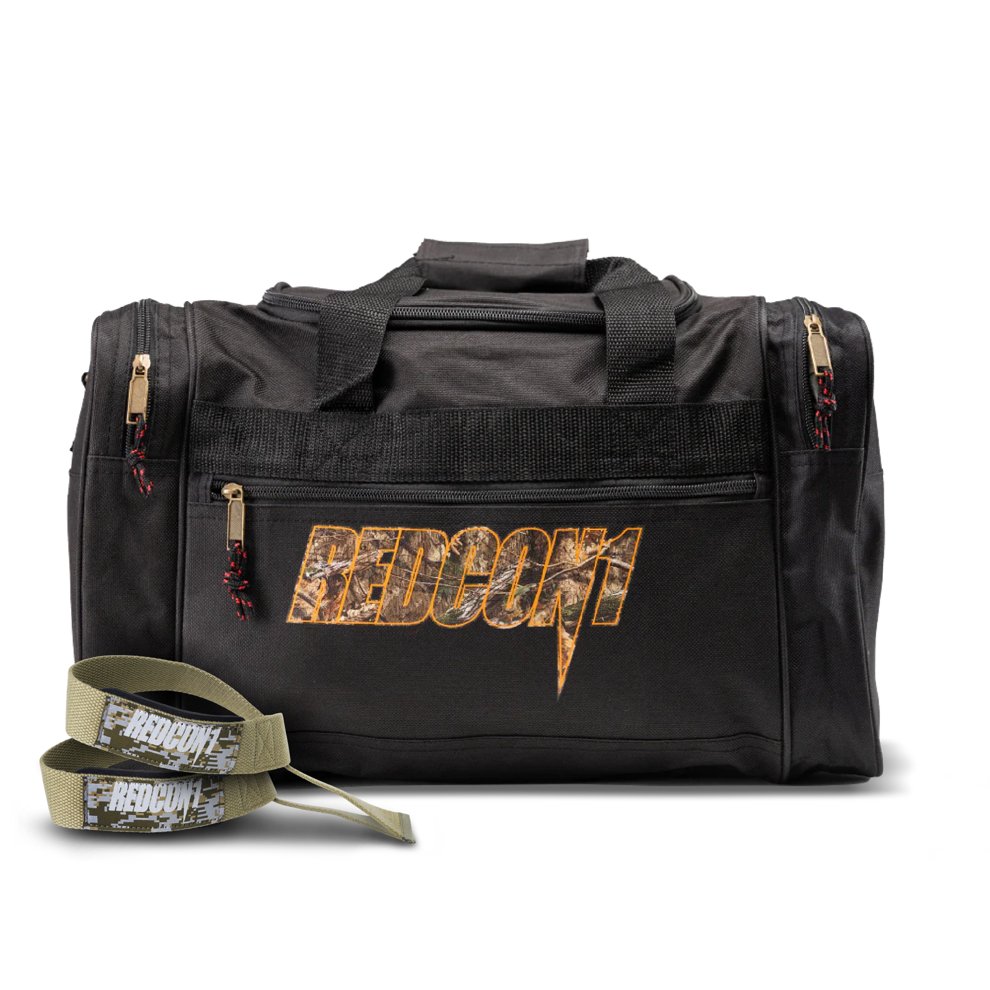 Mossy Oak Elite Black Duffle Bag and Lifting Straps Bundle